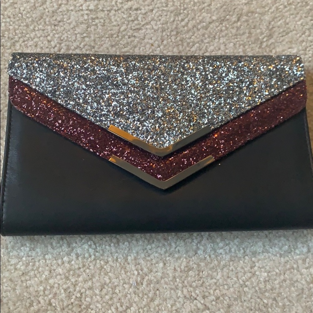 black glittery clutch